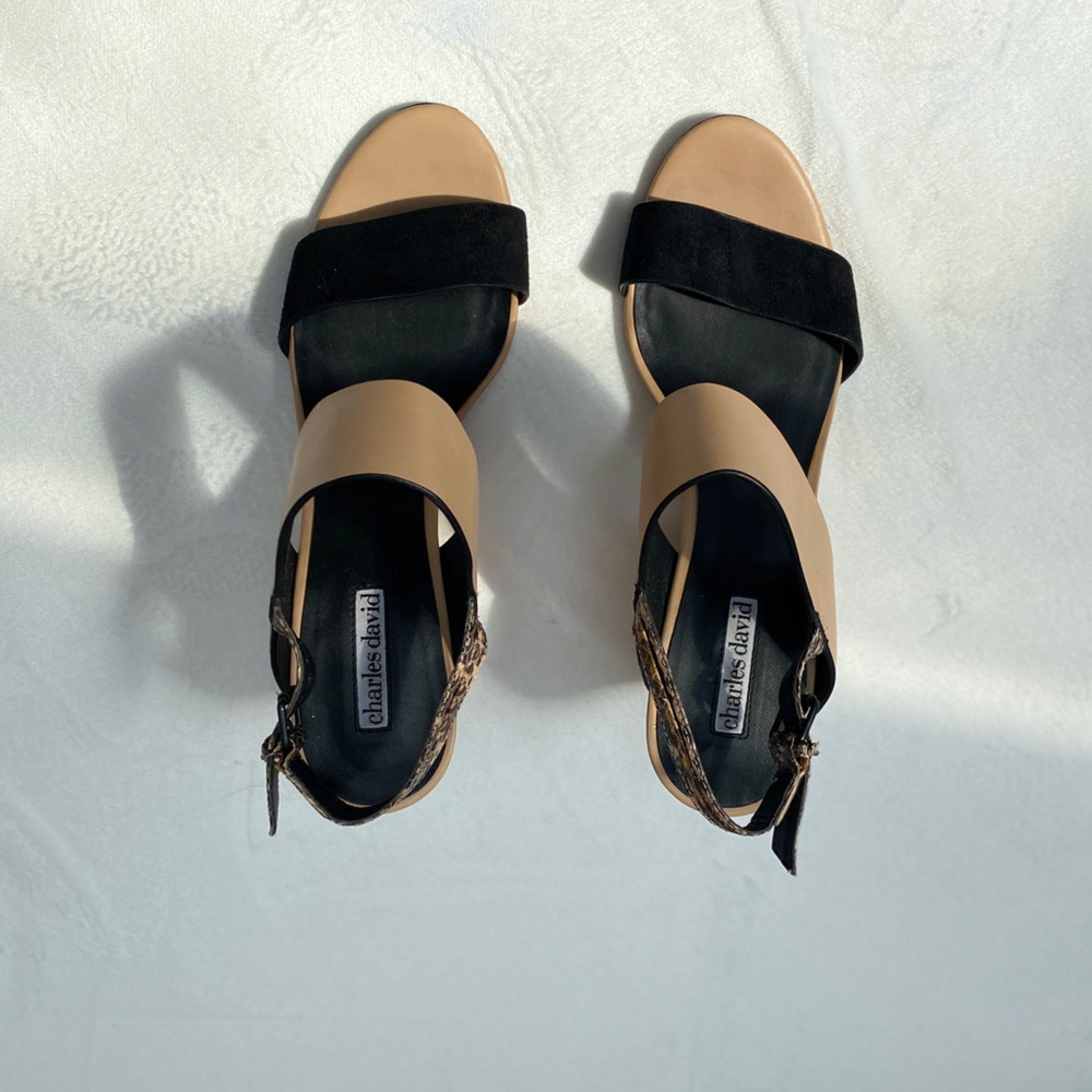 Charles David Two- tone Wedge sandal.  Size 9.